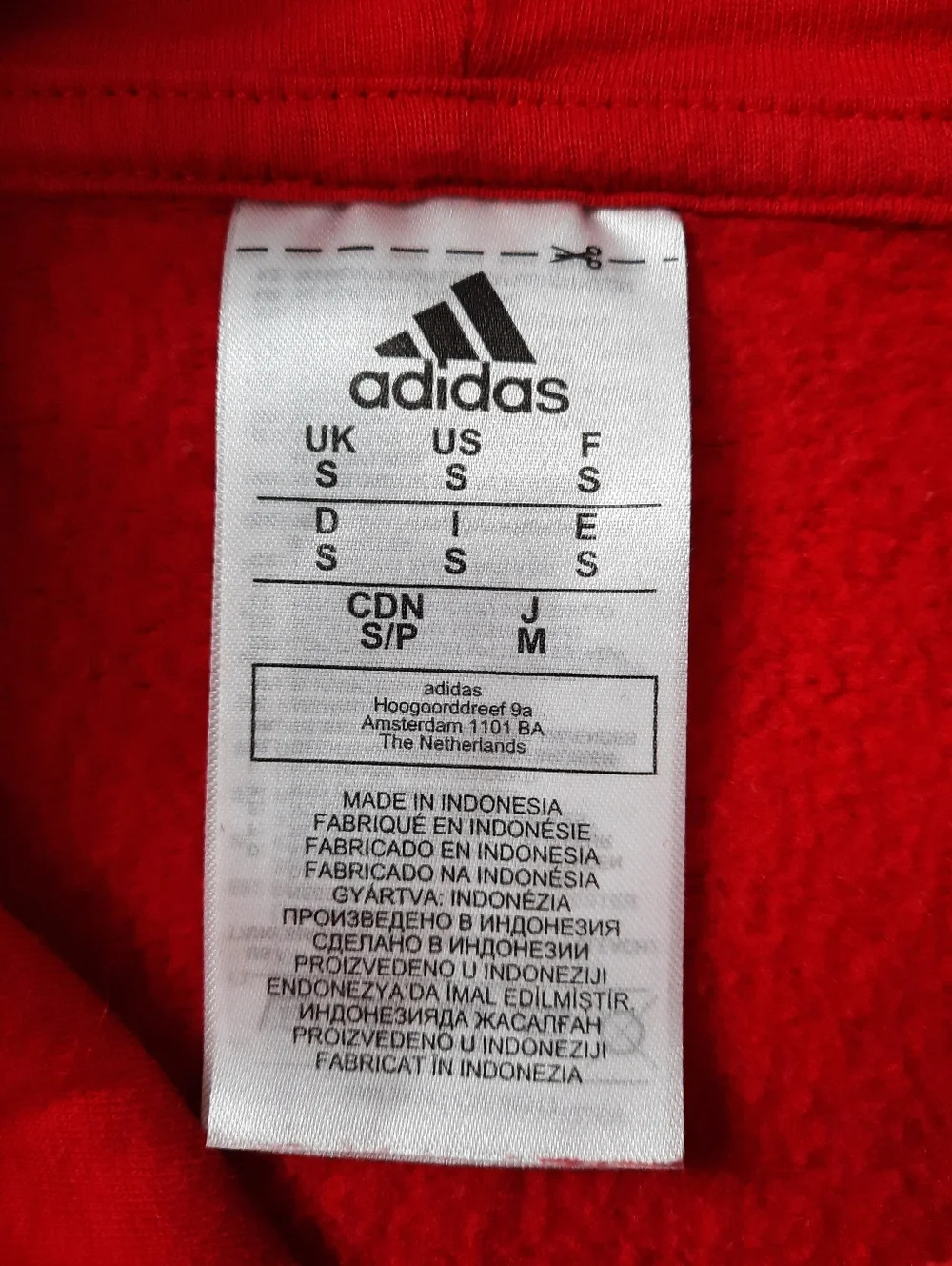 Adidas Men's Red Cotton Blend Hoodie size Small